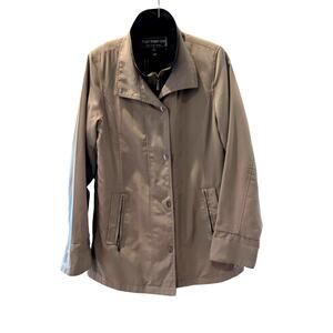 Fleet Street Green Windbreaker Jacket PM Petite Rain Coat Removable Liner Casual